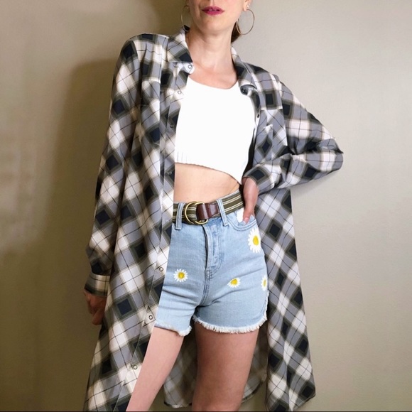 Prana Flint maxi tunic in black and white plaid S - Picture 3 of 5